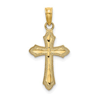 14K D/C w/ Beaded Edge Cross Charm-K8526