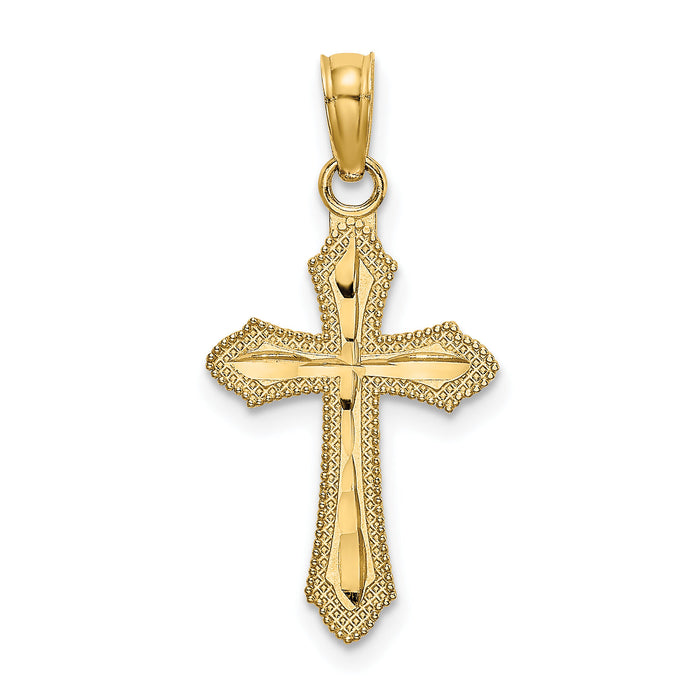 14K D/C w/ Beaded Edge Cross Charm-K8526