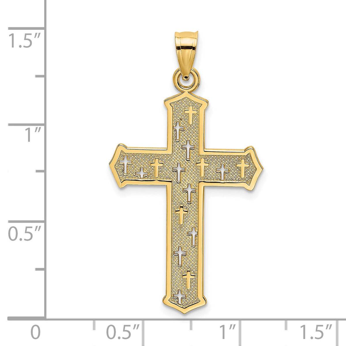14K Arrow Tip Cross W/ Cross Accents Charm-K8527