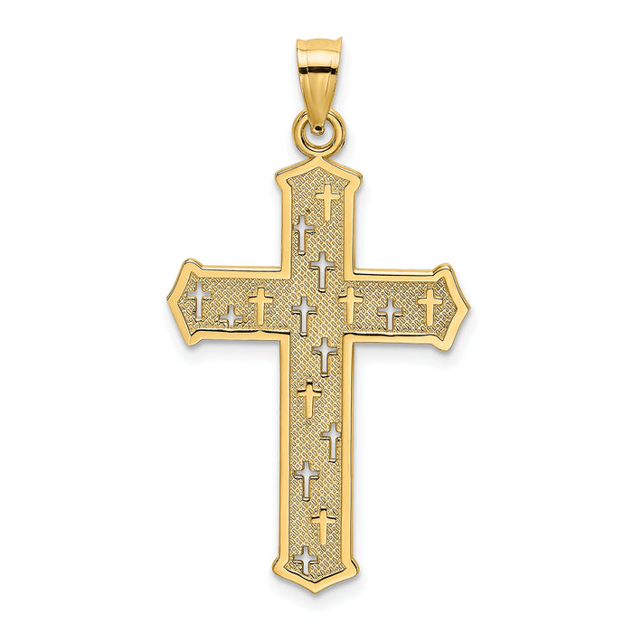 14K Arrow Tip Cross W/ Cross Accents Charm-K8527