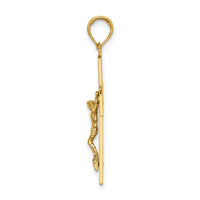 14K Cut-Out Heart w/I LOVE JESUS on Reverse Crucifix Charm-K8528