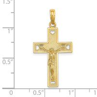 14K Cut-Out Heart w/I LOVE JESUS on Reverse Crucifix Charm-K8528