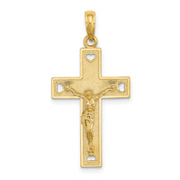 14K Cut-Out Heart w/I LOVE JESUS on Reverse Crucifix Charm-K8528