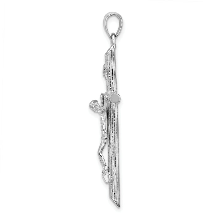 14K White Gold Textured Crucifix Charm-K8532W