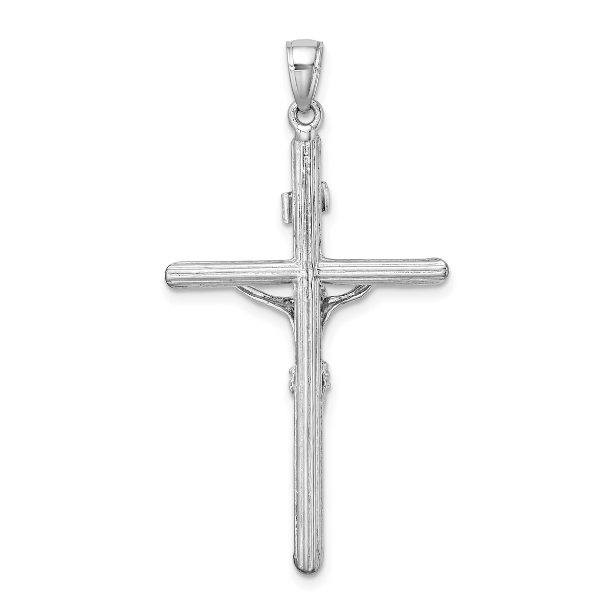 14K White Gold Textured Crucifix Charm-K8532W