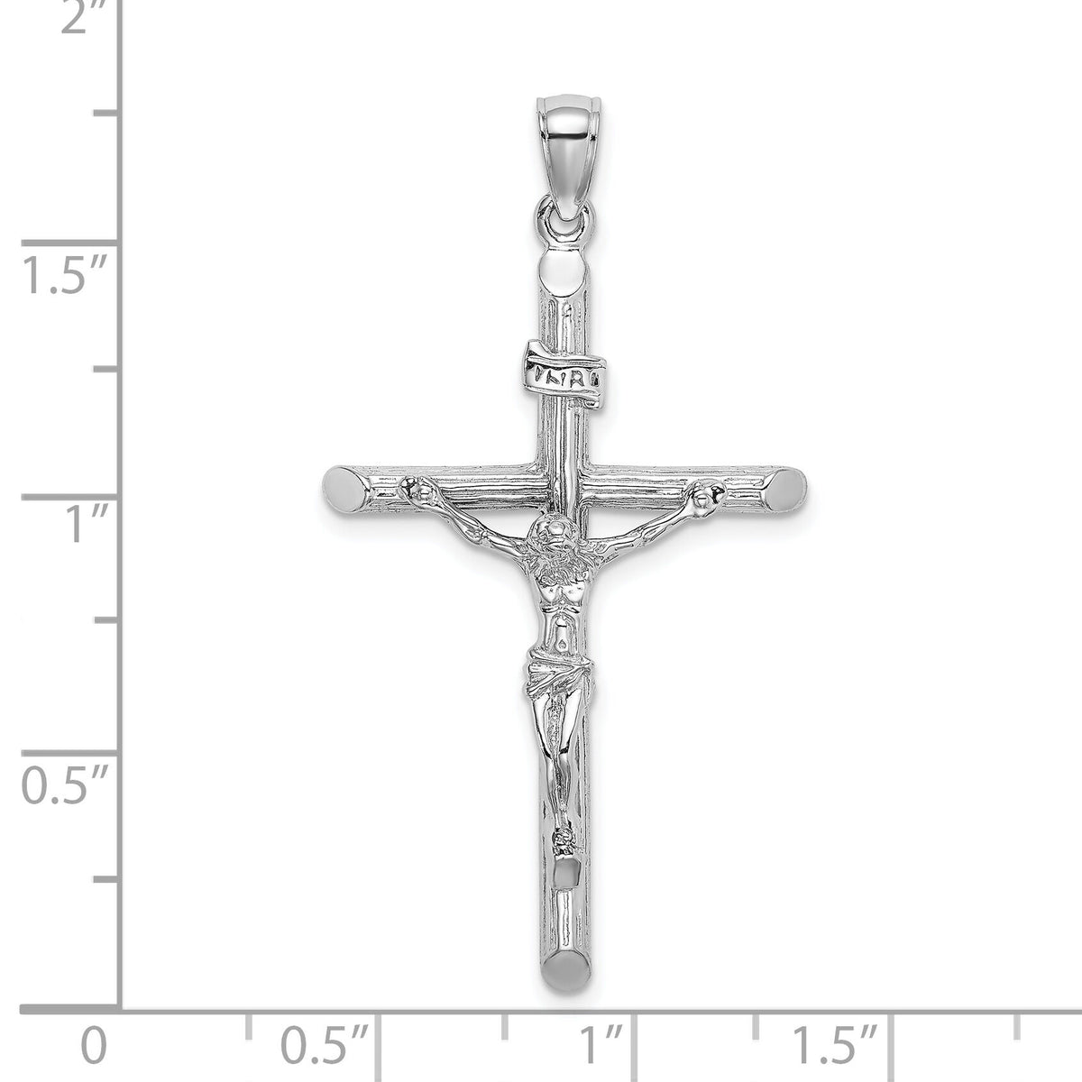 14K White Gold Textured Crucifix Charm-K8532W