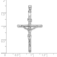 14K White Gold Textured Crucifix Charm-K8532W