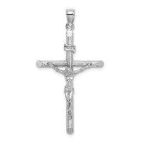14K White Gold Textured Crucifix Charm-K8532W