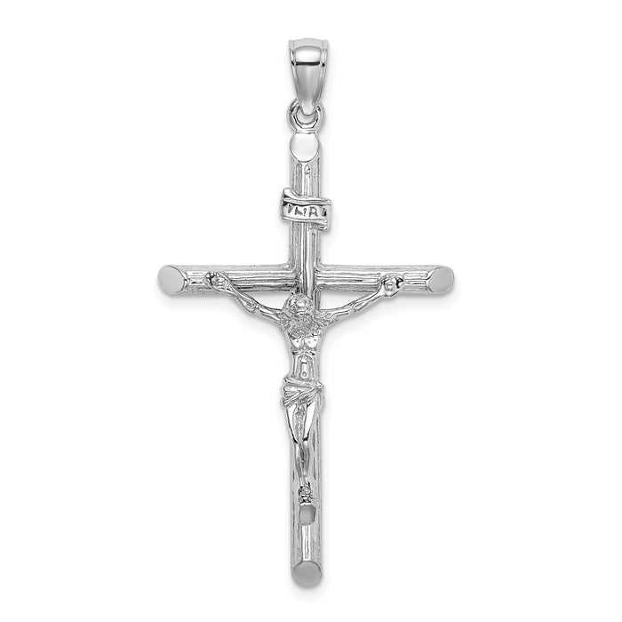 14K White Gold Textured Crucifix Charm-K8532W