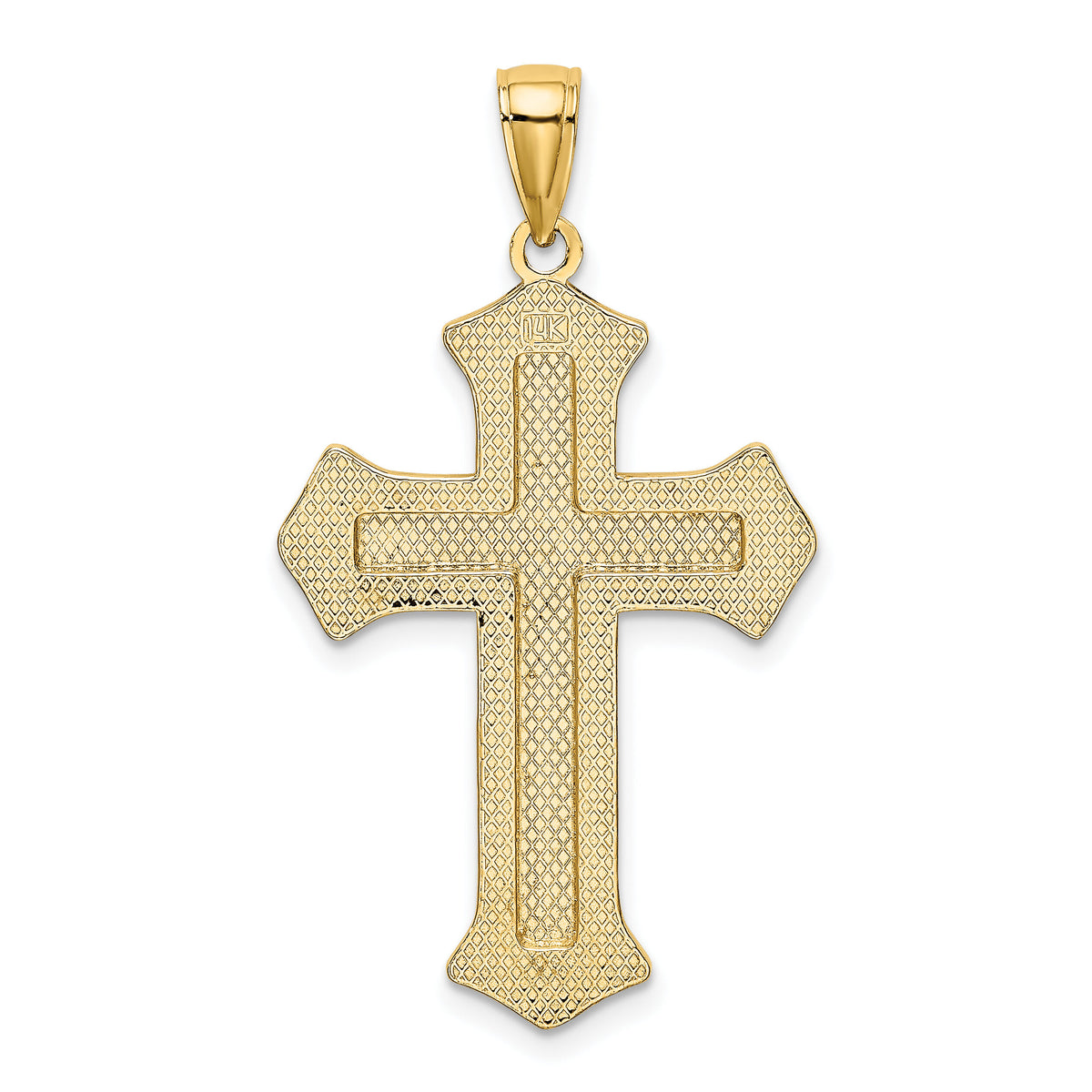 14K 2-D Filigree Center Block Cross Charm-K8535