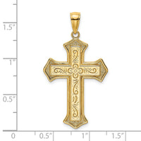 14K 2-D Filigree Center Block Cross Charm-K8535