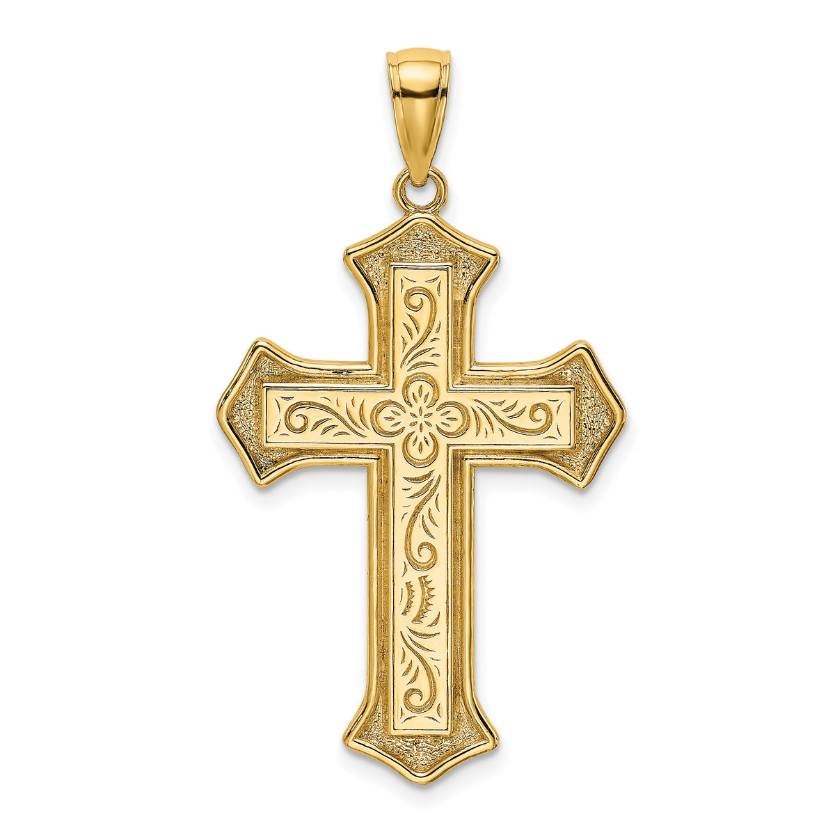 14K 2-D Filigree Center Block Cross Charm-K8535