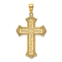 14K 2-D Filigree Center Block Cross Charm-K8535