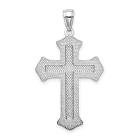 14K White Gold 2-D Filigree Center Block Cross Charm-K8535W