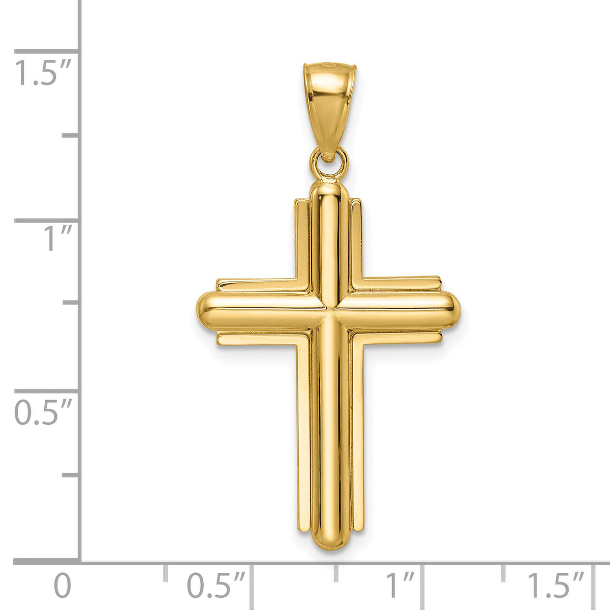14k Beveled Cross Pendant-K8536