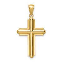 14k Beveled Cross Pendant-K8536