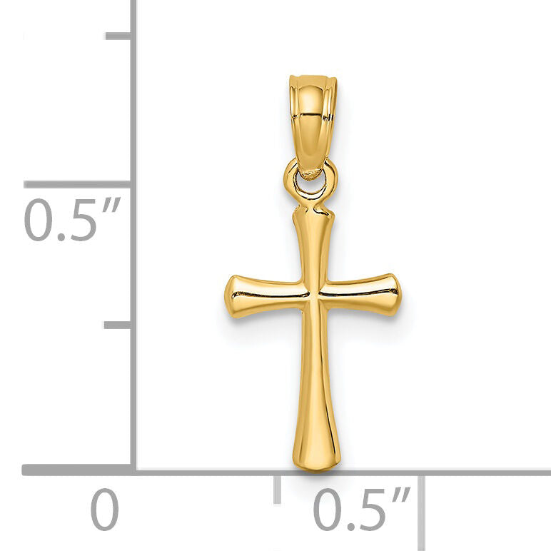 14K Polished Beveled Cross w/ Round tips Charm-K8539
