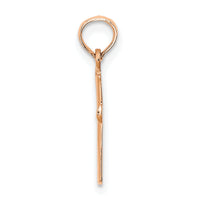 14K Rose Gold Polished Beveled Cross w/ Round tips Charm-K8539R
