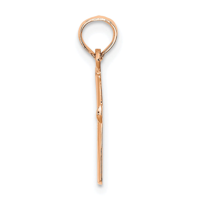 14K Rose Gold Polished Beveled Cross w/ Round tips Charm-K8539R
