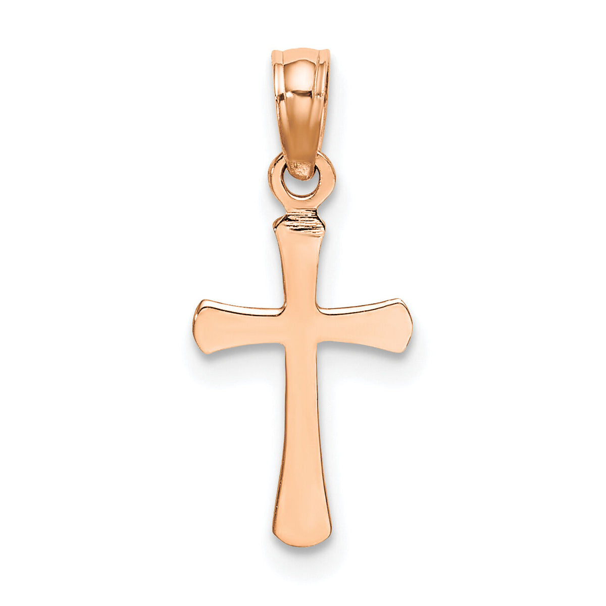 14K Rose Gold Polished Beveled Cross w/ Round tips Charm-K8539R