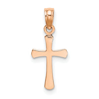 14K Rose Gold Polished Beveled Cross w/ Round tips Charm-K8539R