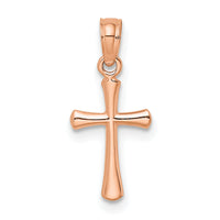 14K Rose Gold Polished Beveled Cross w/ Round tips Charm-K8539R