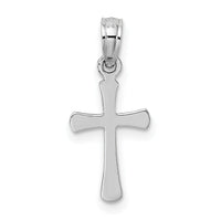 14K White Gold Polished Beveled Cross w/ Round tips Charm-K8539W