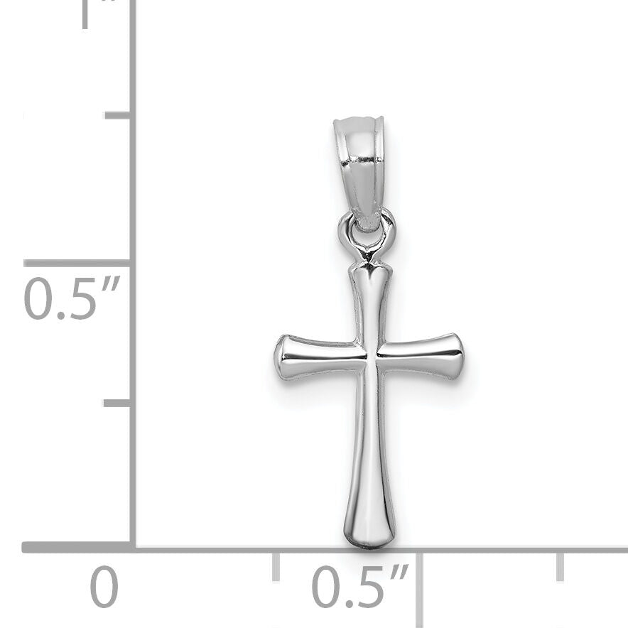 14K White Gold Polished Beveled Cross w/ Round tips Charm-K8539W