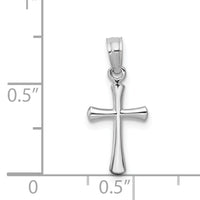 14K White Gold Polished Beveled Cross w/ Round tips Charm-K8539W