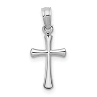 14K White Gold Polished Beveled Cross w/ Round tips Charm-K8539W