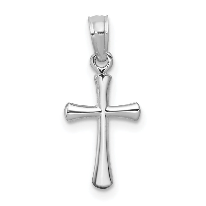 14K White Gold Polished Beveled Cross w/ Round tips Charm-K8539W