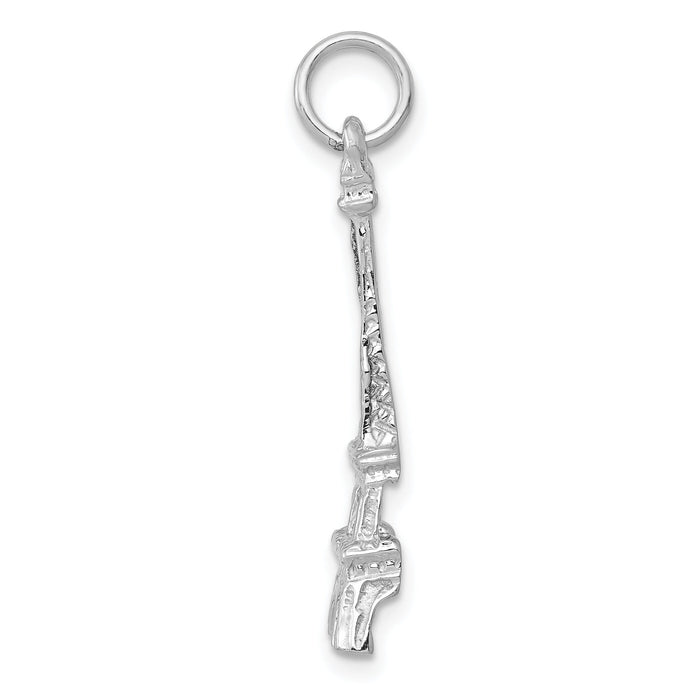 14k White Gold Solid Polished Eiffel Tower Charm-K854