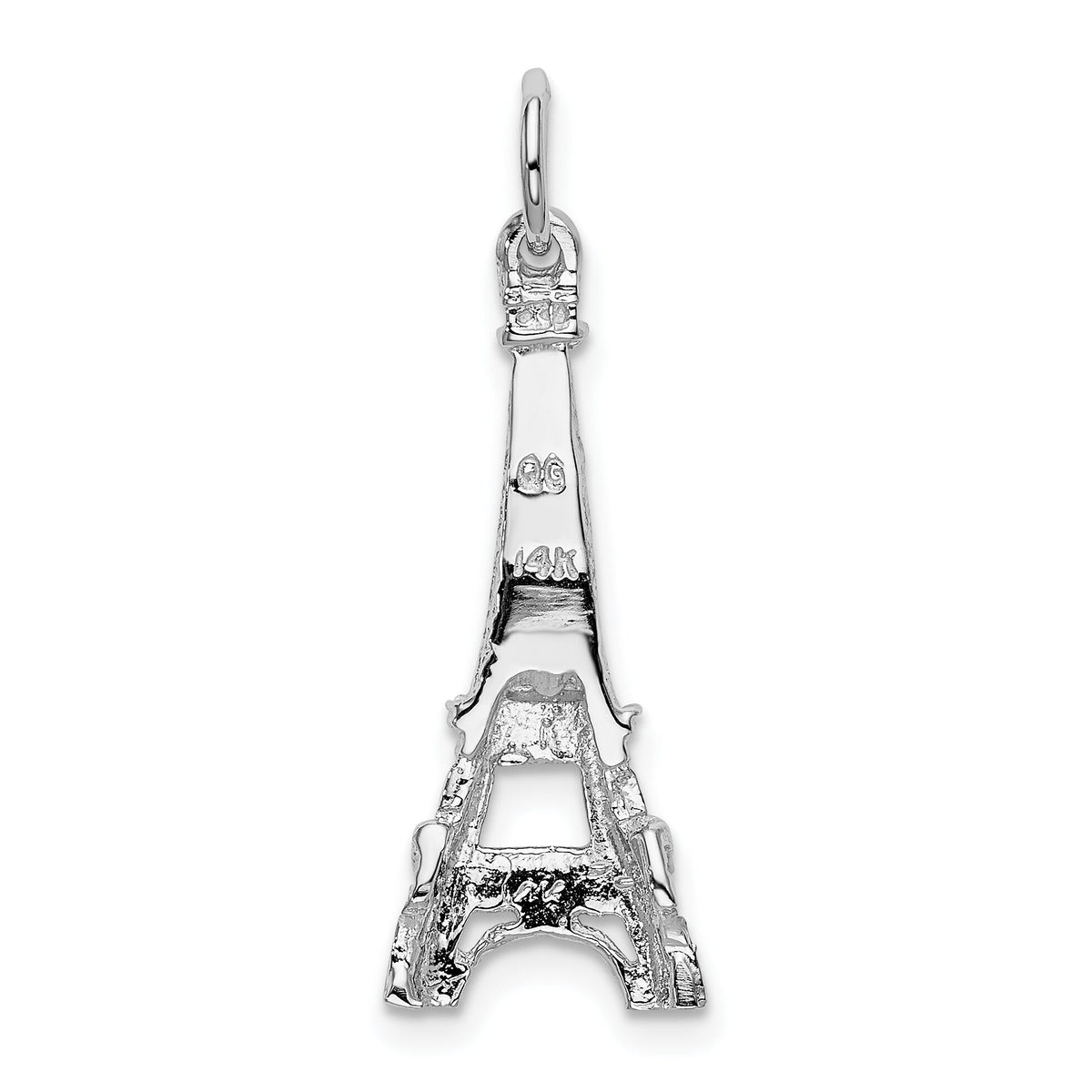14k White Gold Solid Polished Eiffel Tower Charm-K854
