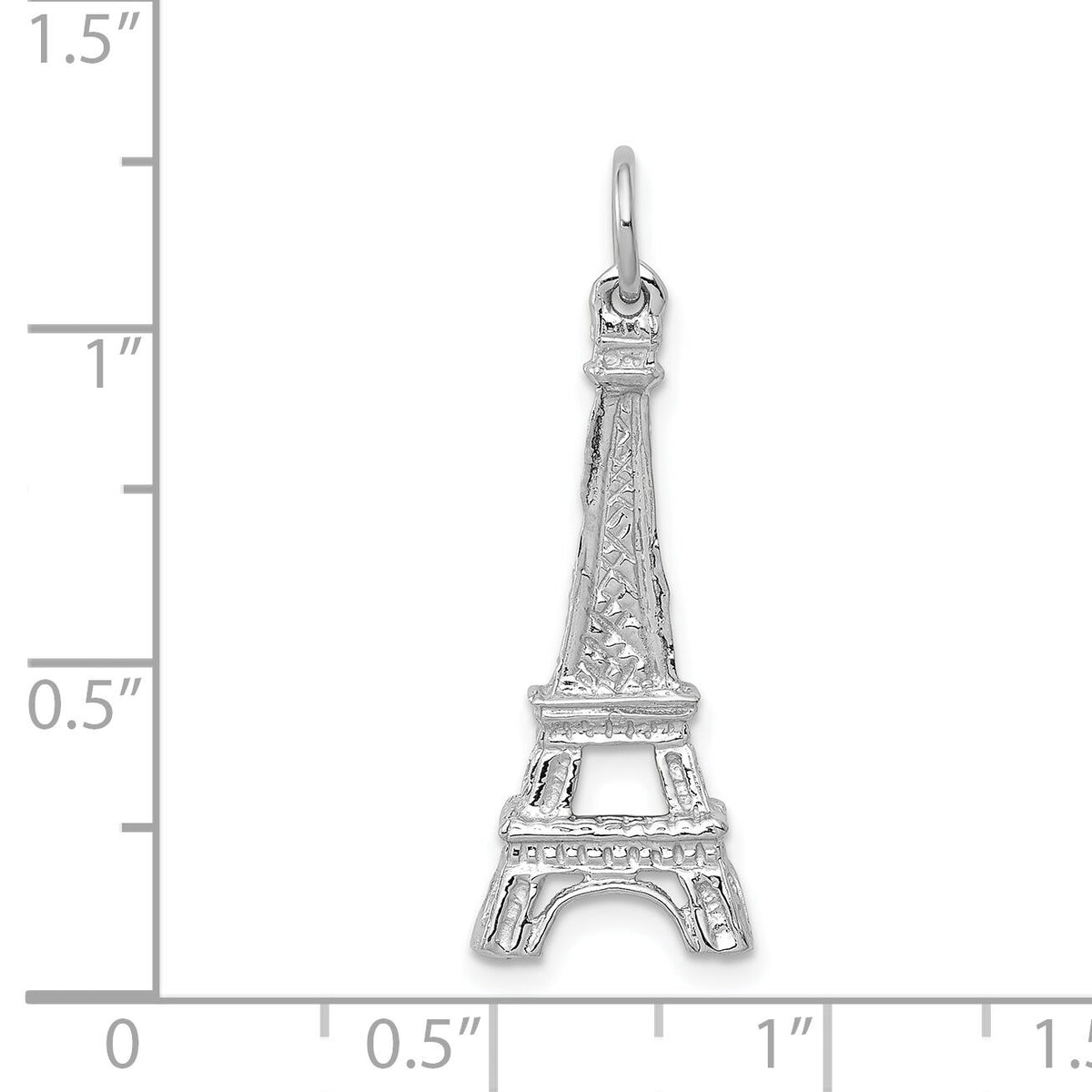 14k White Gold Solid Polished Eiffel Tower Charm-K854