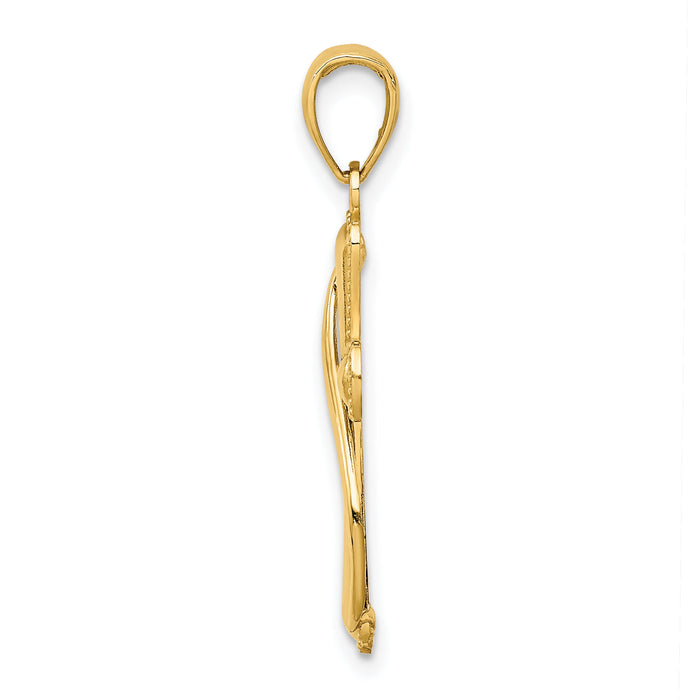 14K Cross With Drape Charm-K8545