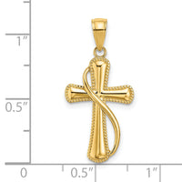 14K Cross With Drape Charm-K8545