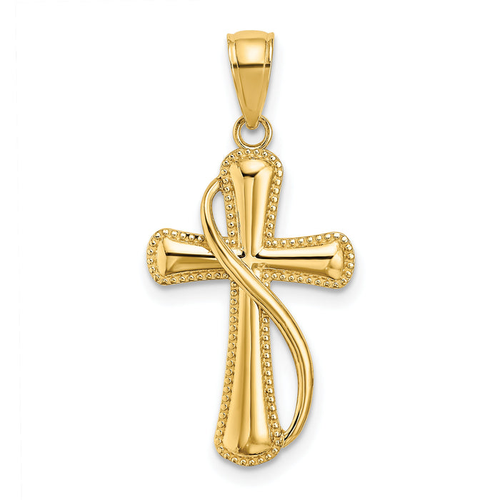 14K Cross With Drape Charm-K8545