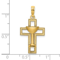 14K Polished Cross W/ Communion Cup Charm-K8546