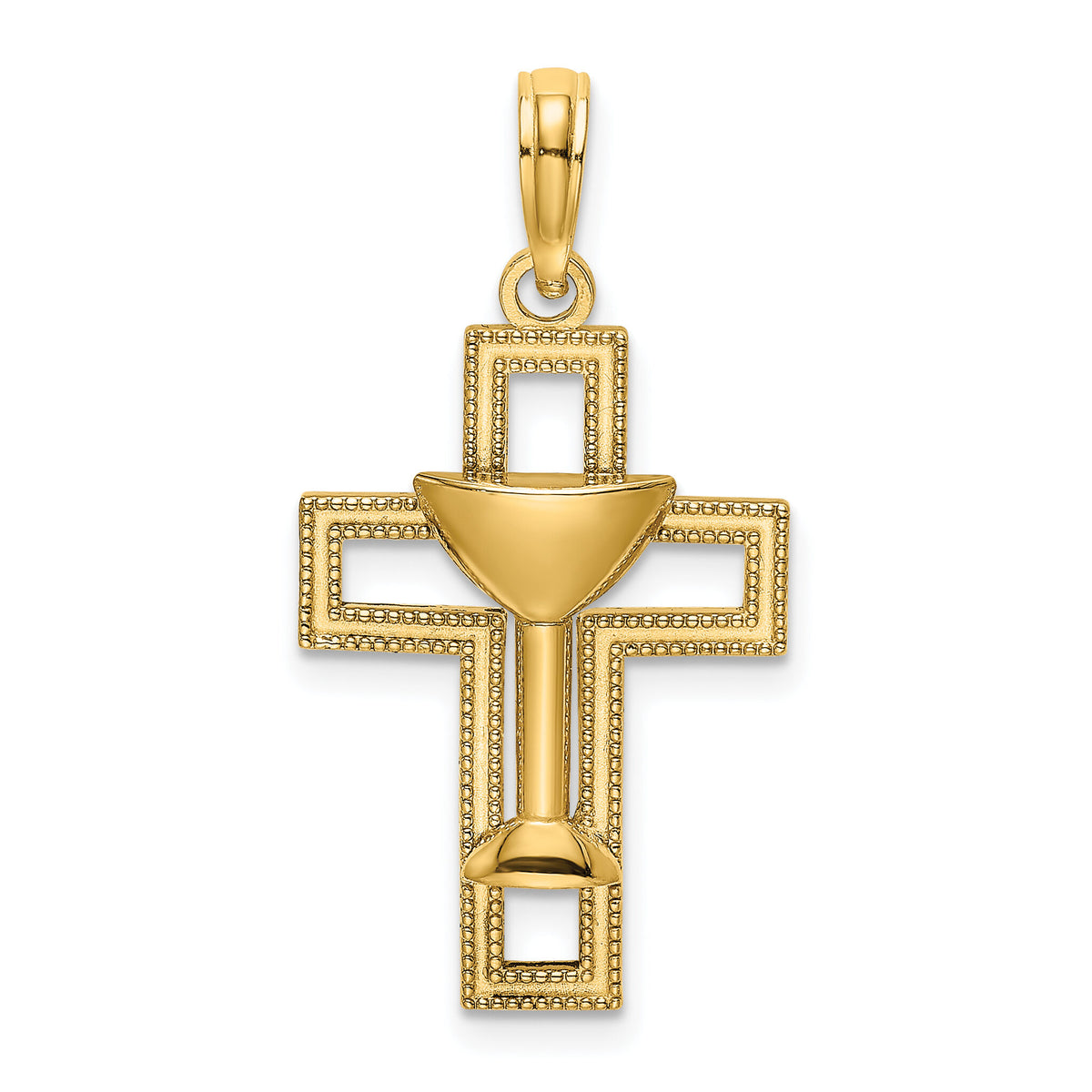 14K Polished Cross W/ Communion Cup Charm-K8546