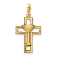 14K Polished Cross W/ Communion Cup Charm-K8546