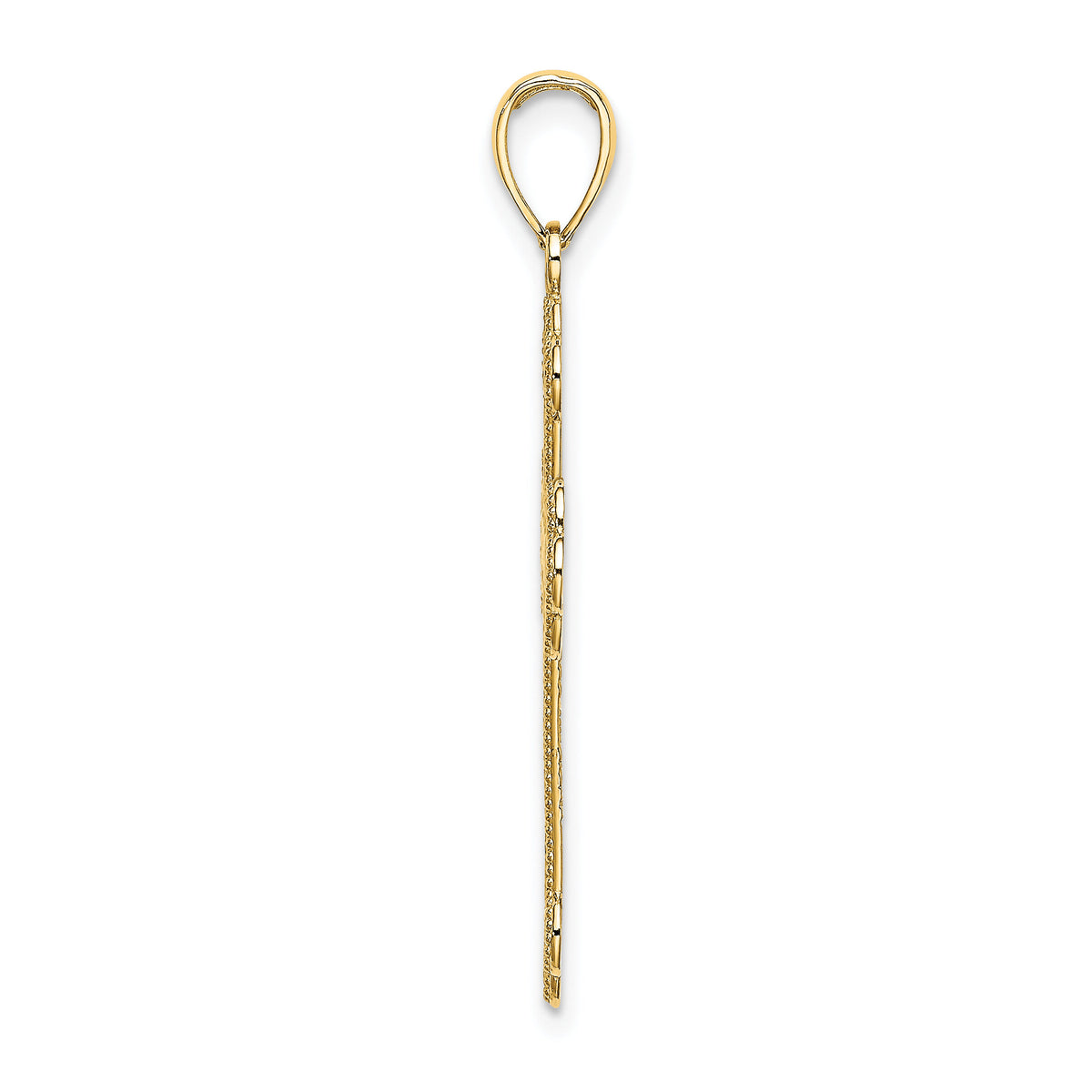 14K Textured and Beaded Edge Cross Charm-K8547