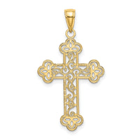 14K Textured and Beaded Edge Cross Charm-K8547