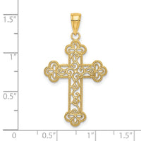 14K Textured and Beaded Edge Cross Charm-K8547