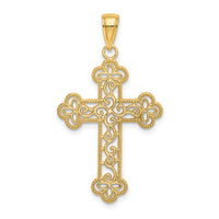 14K Textured and Beaded Edge Cross Charm-K8547