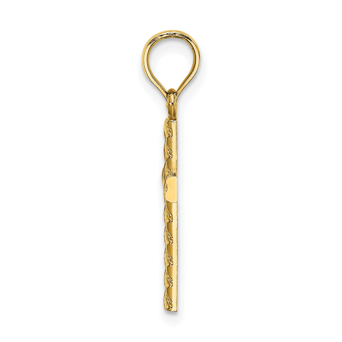 14K Beaded and Polished Cross Charm-K8548