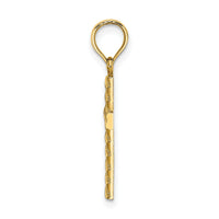14K Beaded and Polished Cross Charm-K8548