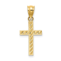 14K Beaded and Polished Cross Charm-K8548