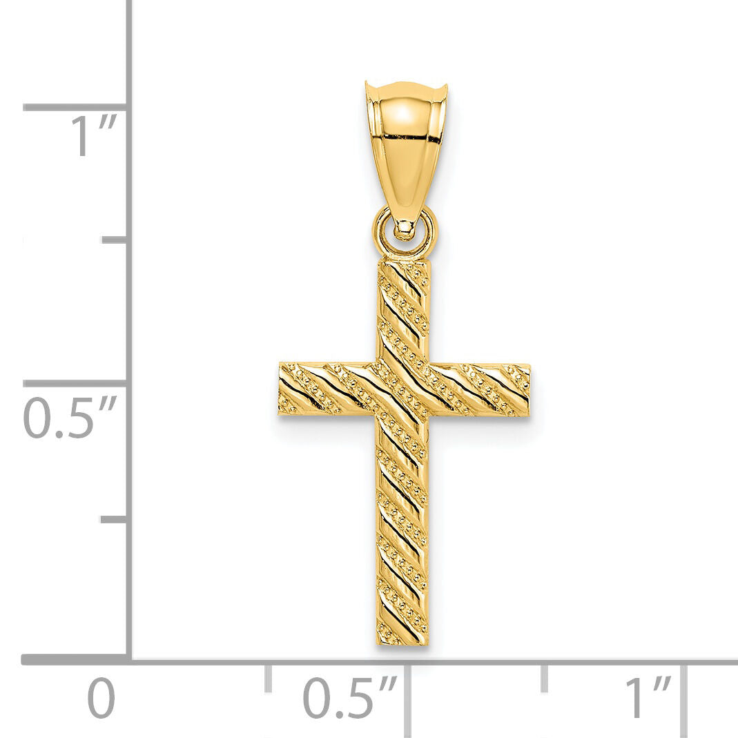 14K Beaded and Polished Cross Charm-K8548