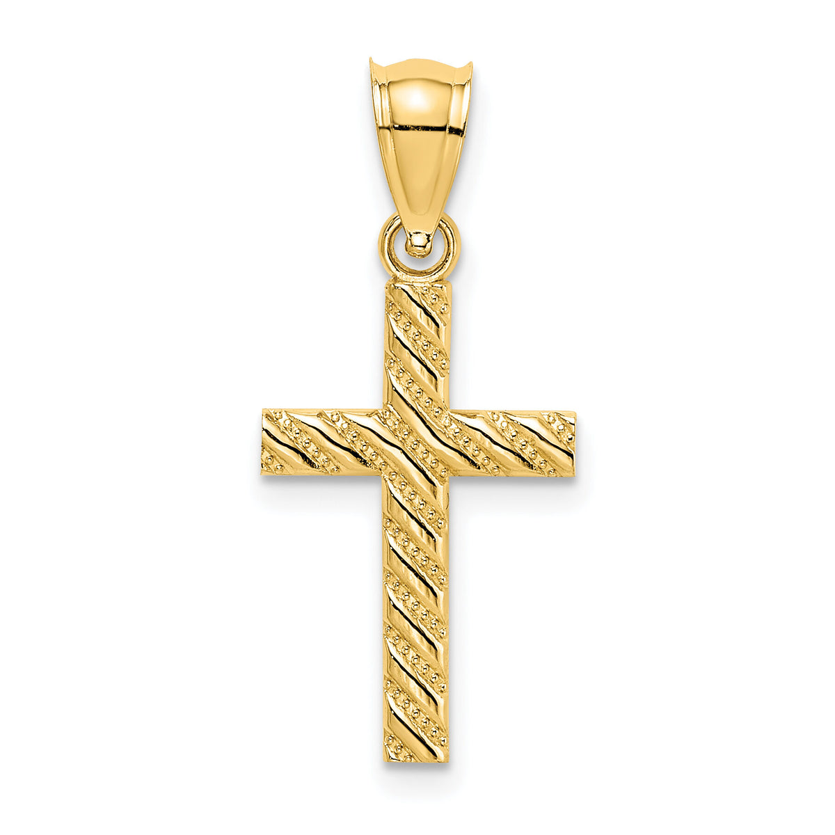 14K Beaded and Polished Cross Charm-K8548