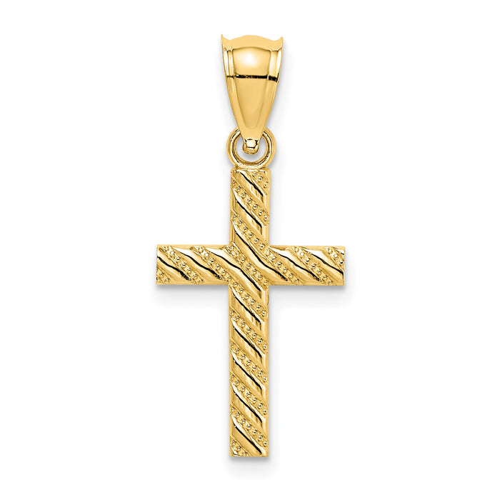 14K Beaded and Polished Cross Charm-K8548